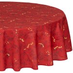 Nappe ronde anti - taches rouge imprimé joyeux noël doré d 180 cm - feeric christmas Nappe ronde anti - taches rouge imprimé joyeux noël doré d 180 cm - feeric christmas