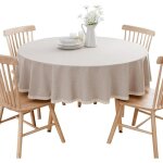 Nappe ronde en coton et lin protger et dcorer la table kaki diamtre 160 cm - sollbry