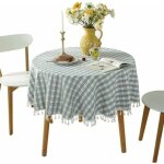 Nappe ronde en coton et lin nappe � franges anti - taches prot�ge - table lavable, . 140x140cm - sollbry ...