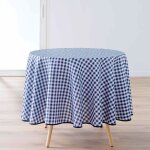 Nappe ronde infroissable vichy bleu antitache 180 cm