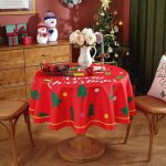 Nappe ronde de no�l, r�sistante aux taches et lavable, grande nappe d�corative d'hiver pour no�l, f�te, ...