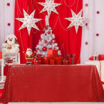 Nappe rouge sans couture � paillettes 130x220 cm - convient pour les mariages, les anniversaires, no�l ...