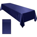 Nappe en satin de coton et lin tissu doux nappe carre salon serviette carre(bleu marine)