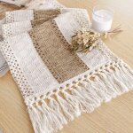 Nappe de style boh�me pour la d�coration de la maison de no�l avec des glands, 72 pouces de long, nappe ...