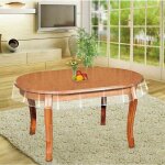 Nappe de table ovale en vinyle transparent imperm�able protecteur pour cuisine