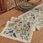 Nappe, nappe en tissu fleur branche oiseau dcoration nappe printemps et t dcoration de table, convient ...