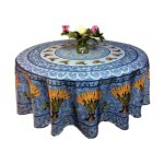 Nappe tissu rectangle bouquet de bleu ronde homeflair