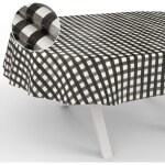 Nappe en toile cir�e, lavable, pour table de jardin, ext�rieur, int�rieur, ovale, bord coup�, � carreaux, ...