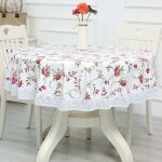 Nappe toile cir�e pvc ronde, avec motif floral et dentelle, nappe ronde anti tache impermeable nappe ...