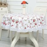 Nappe toile cire pvc ronde, avec motif floral et dentelle, nappe ronde anti tache impermeable nappe ...