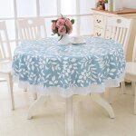 Nappe toile cir�e pvc ronde, avec motif floral et dentelle, nappe ronde anti tache impermeable nappe ...