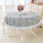 Nappe toile cir�e pvc ronde, avec motif floral et dentelle, nappe ronde anti tache impermeable nappe ...