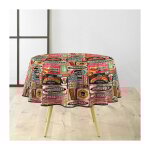 Nappe toile cirée ronde 'americano' 160cm multicolore Nappe toile cirée ronde 'americano' 160cm multicolore