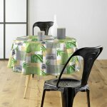 Nappe toile cirée ronde imprimé 'almeria' 160cm vert Nappe toile cirée ronde imprimé 'almeria' 160cm vert