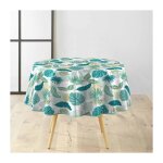 Nappe toile cirée ronde imprimé plantania 160cm bleu Nappe toile cirée ronde imprimé plantania 160cm bleu
