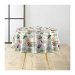 Nappe toile cirée ronde imprimé 'vegetalia' 160cm multicolore Nappe toile cirée ronde imprimé 'vegetalia' 160cm multicolore