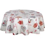 Nappe en toile cir�e ronde motifs c?ur alsace