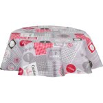 Nappe en toile cir�e ronde motif cuisine miam