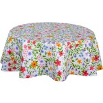 Nappe en toile cir�e ronde motifs fleurs flowers