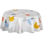 Nappe en toile cir�e ronde motifs poules adele
