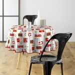 Nappe toile cir�e ronde 'tulipe' 160cm rouge