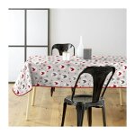Nappe toile cir�e 'suzette' 140x240cm gris & rouge