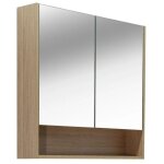 Naturel - lucca armoire de toilette assemble 80x75 cm, stratifi, 4 tagres, miroir, couleur chne ...
