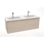 Naturel modena 121x46 cm double vasque en c�ramique, 2 trous pour robinetterie, blanc (m2n12046)
