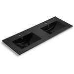 Naturel lavabo double modena noir mat 121�46�17, 5 cm pour meuble 120 cm en c�ramique ? 2 trous, avec ...