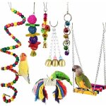 Nazalus - vente chaude - lot de 7 jouets pour perroquet pour cage  oiseaux, balanoire  mcher perchoirs ...