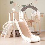 5 en 1 aire de jeu multifonctionnel pour enfants, balanoire, toboggan, chelle d'escalade, panier de ...