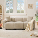 Neche - canap� 3 places avec coussins, design moderne, canap� de salon en tissu chenille, 211 x 67 x ...