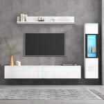 Neche - meuble tv Éclairage led brillant ensemble 3 pièces, meuble de salon 1 x meuble tv, 1 x vitrine ... Neche - meuble tv Éclairage led brillant ensemble 3 pièces, meuble de salon 1 x meuble tv, 1 x vitrine ...
