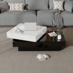 Neche - table basse noir et blanc moderne avec surface brillante, plateau tournant, 103 x 60 x 35. 5 ...