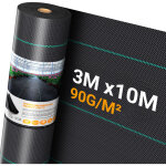 Neche - toile de paillage couverture de sol 3m x 10m 90g / m�, contre mauvaises herbes de jardin, b�che ...