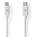 Nedis - cable lightning usb 20 apple lightning 8 broches usb c male 480 mbps nickele 200 m rond pvc blanc ...