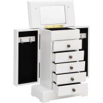 Need boîte à bijoux avec miroir mdf 25x13, 5x34 cm?avec 5 tiroirs, blanc Need boîte à bijoux avec miroir mdf 25x13, 5x34 cm?avec 5 tiroirs, blanc