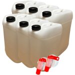 Negomix - lot de 6x bidon jerrican plastique 25 litres blanc avec 2 bouchons verseurs Negomix - lot de 6x bidon jerrican plastique 25 litres blanc avec 2 bouchons verseurs