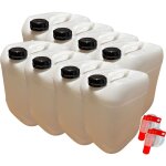 Negomix - 8x bidon jerrican plastique 20 l litres blanc bouchon din 61 + 2 robinets verseurs Negomix - 8x bidon jerrican plastique 20 l litres blanc bouchon din 61 + 2 robinets verseurs