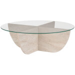 Nesia - table basse en verre pi�tement beige d90 cm