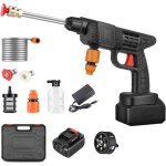 Nettoyeur haute pression sans fil max 90 bar avec buse multi - pulv�risation 6 en 1, tuyau de 5m, lance ...