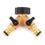 Nez de robinet - raccord répartiteur avec 2 sorties mâles - en laiton - jardin ou bricolage Nez de robinet - raccord répartiteur avec 2 sorties mâles - en laiton - jardin ou bricolage