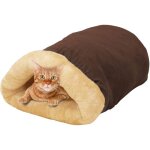 Niche auto - chauffante 4 en 1 pour chat, niche douillette et refuge pour animaux (marron)