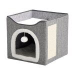 Niche pour chat double couche, pliable, douce et moelleuse, respirante, lgre, matriau mdf / velours ...