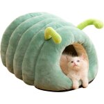 Niche pour chat interieur, en forme de chenille, lit pour chien avec fond antidrapant, panier chat d'hiver ...