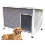 Bb - loisir - niche chien bois massif avec toit pliant jacky gris clair xl 117x 75x 80 cm Bb - loisir - niche chien bois massif avec toit pliant jacky gris clair xl 117x 75x 80 cm