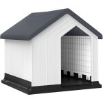 Pawhut - niche chien extrieure - maison chien - niche plastique - grille d'aration - dim. 62l x 61l ...