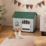 Niche pour chien en plastique abri int�rieur et ext�rieur avec porte verrouillable 3 fen�tres toit inclin� ...