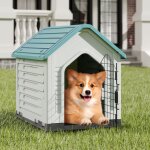 Niche pour chien avec porte verrouillable, abri pour animaux, aérations et toit incliné pour petits chiens ... Niche pour chien avec porte verrouillable, abri pour animaux, aérations et toit incliné pour petits chiens ...