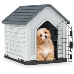 Niche pour chien avec porte verrouillable, abri pour animaux, aérations et toit incliné pour petits chiens ... Niche pour chien avec porte verrouillable, abri pour animaux, aérations et toit incliné pour petits chiens ...